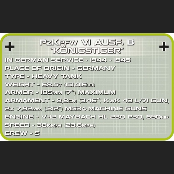 Pzkpfw VI Ausf.B Konigstiger 1000 Kl.HC WWII